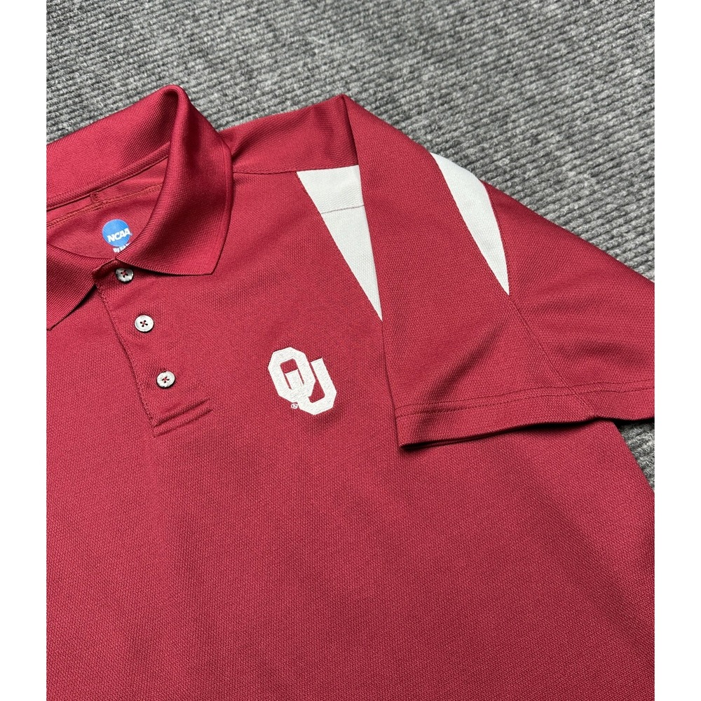 Oklahoma Sooners Shirt Mens Medium Red NCAA Football Polo Polyester Short Sleeve